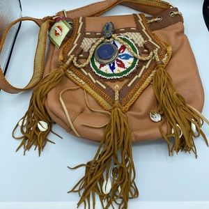 New Beautiful handmade leather beaded cross body bag